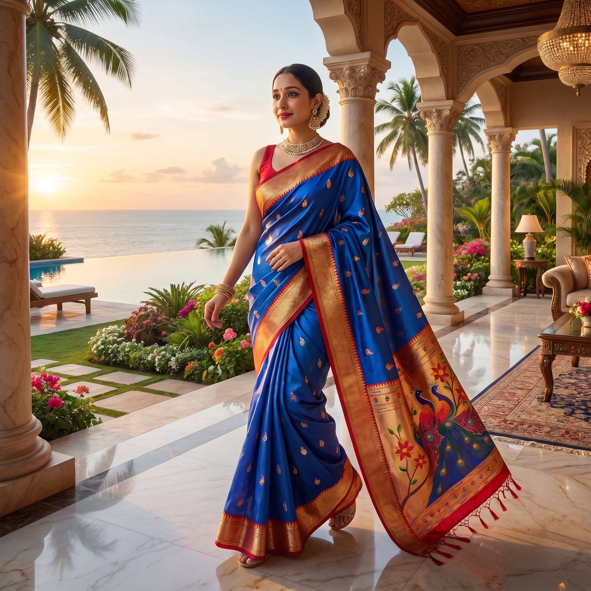 Mayurika Powerloom Paithani Silk (G) Ready To Wear Pocket Saree