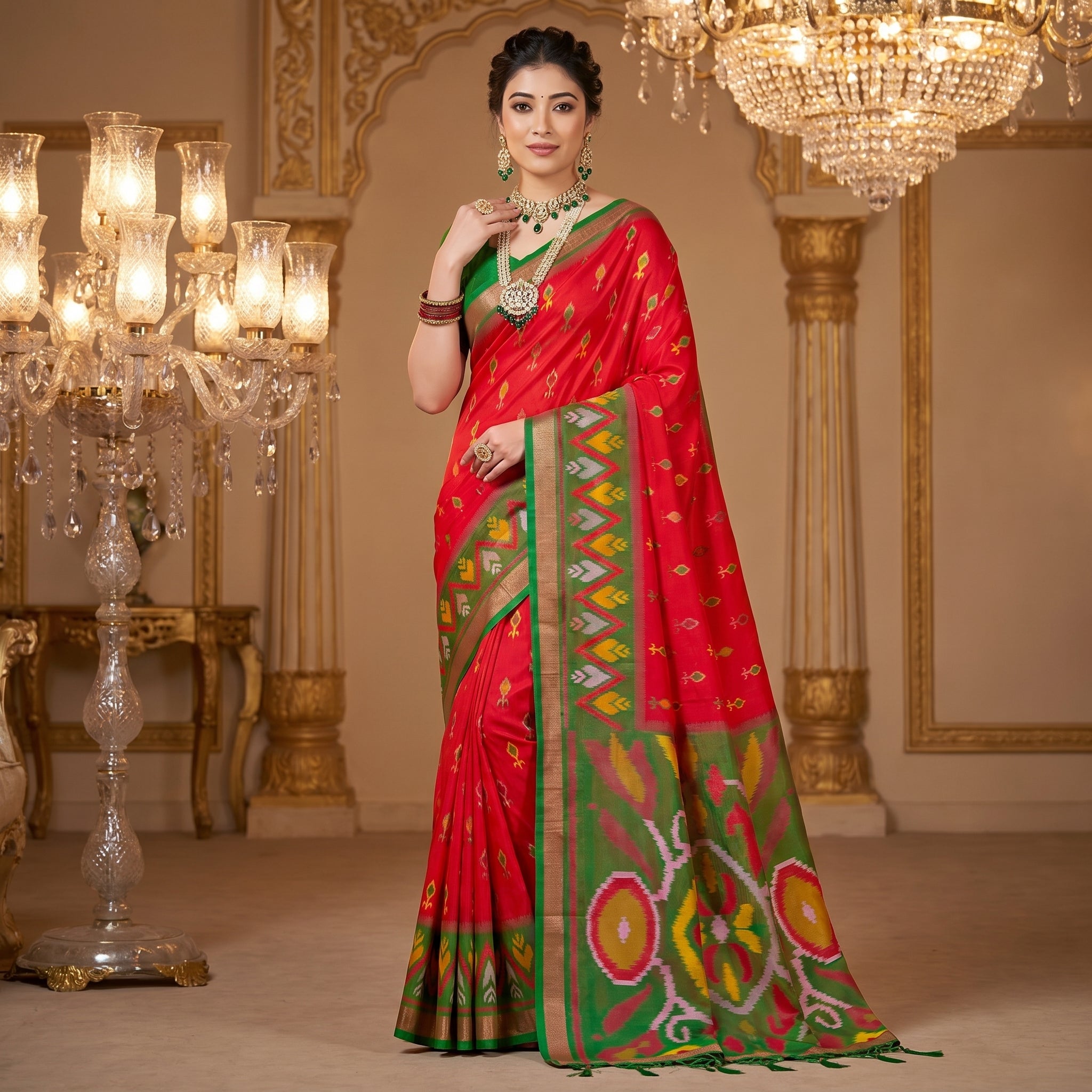 Ikat Reverie Powerloom Silk (B) Ready To Wear Pocket Saree