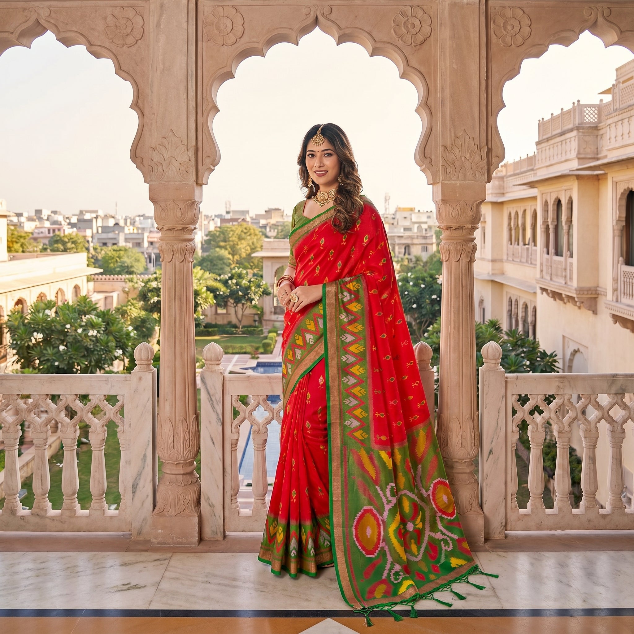 Ikat Reverie Powerloom Silk (B) Ready To Wear Pocket Saree