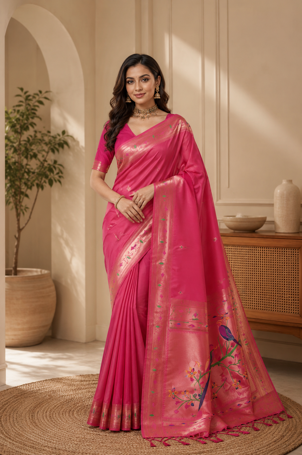 Utsav Umang Powerloom Paithani Silk (E) Ready To Wear Pocket Saree