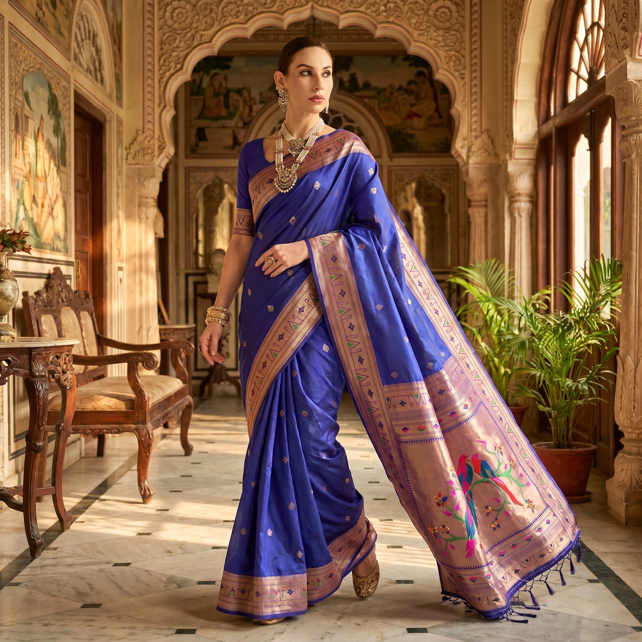 Utsav Umang Powerloom Paithani Silk (F) Ready To Wear Pocket Saree