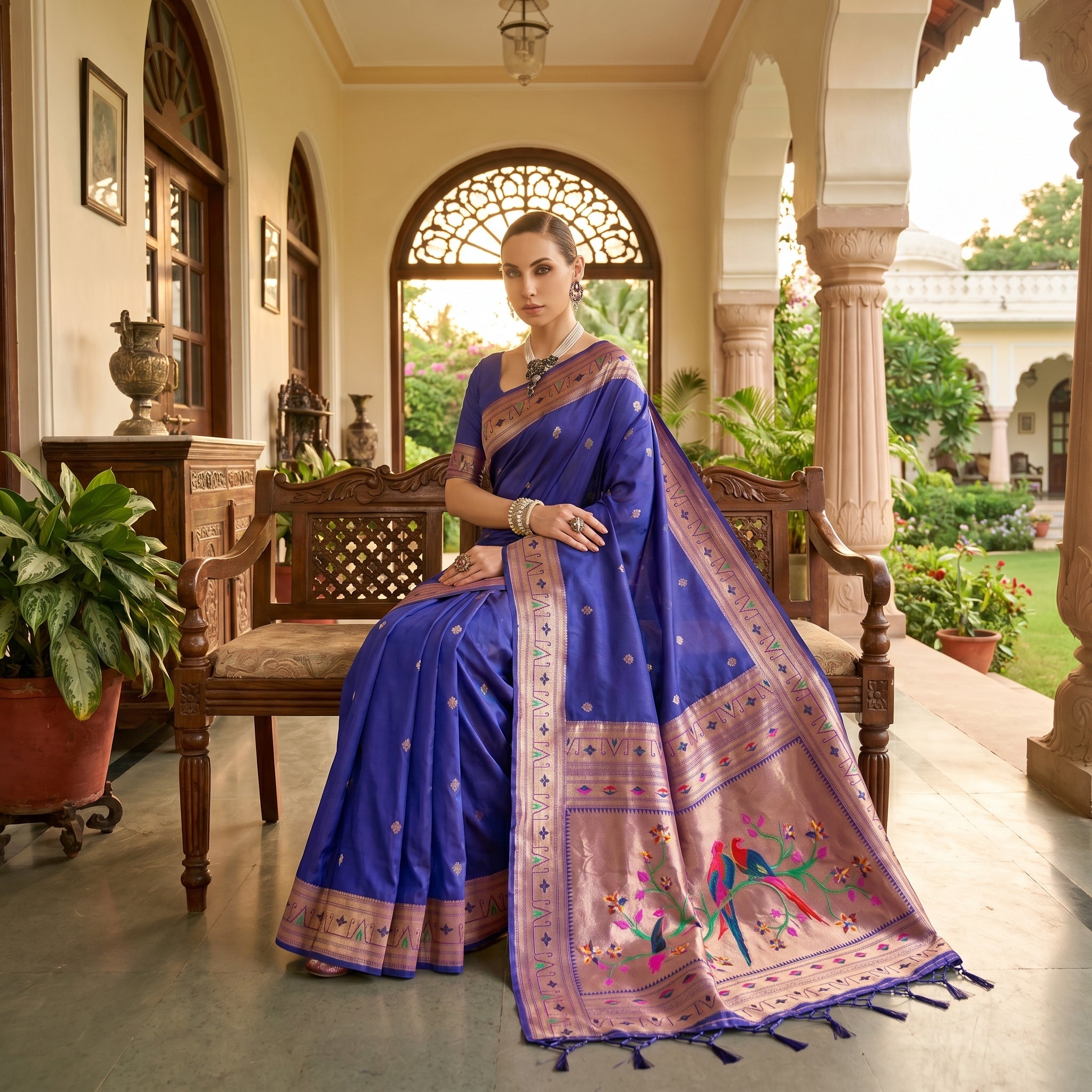 Utsav Umang Powerloom Paithani Silk (F) Ready To Wear Pocket Saree