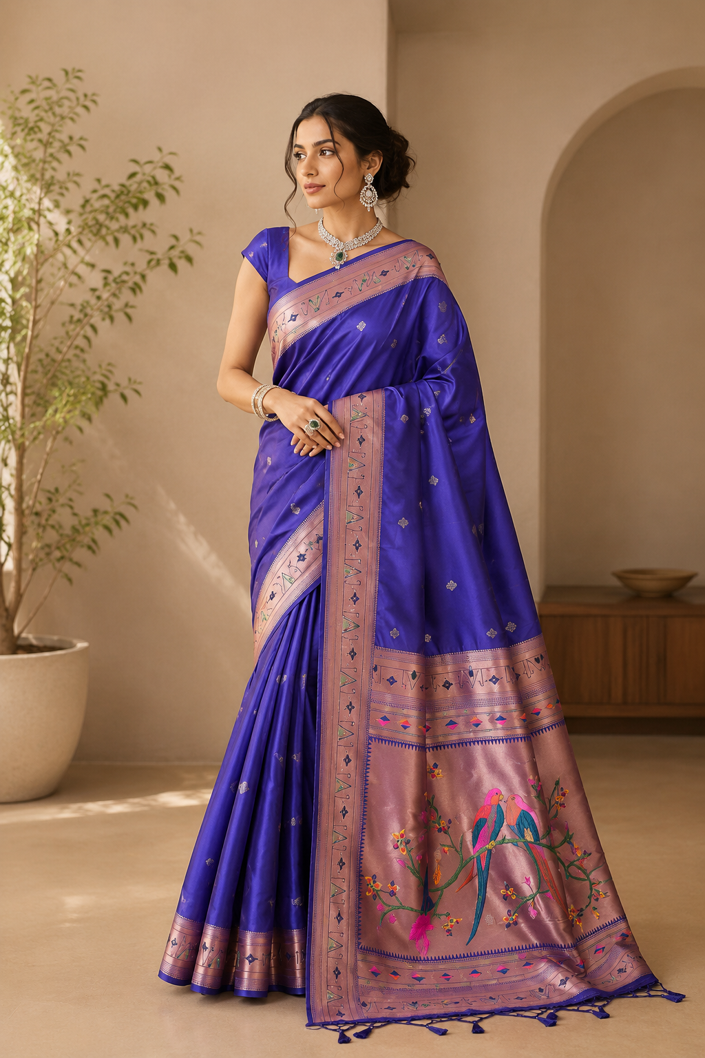 Utsav Umang Powerloom Paithani Silk (F) Ready To Wear Pocket Saree