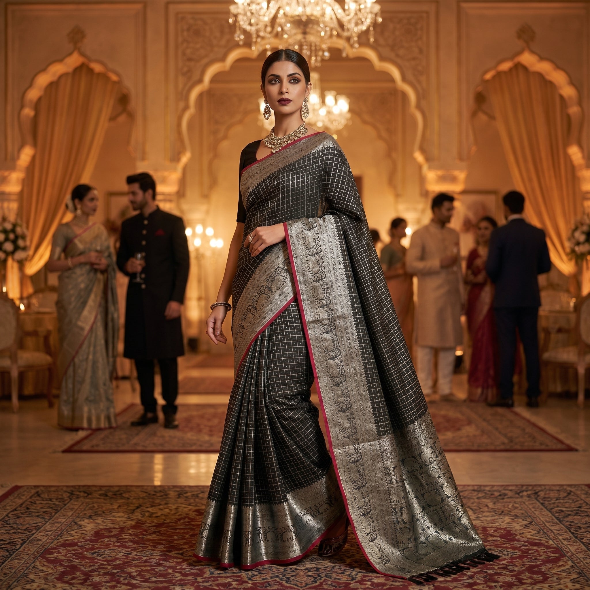 Royal Onyx Silk (Blue) Ready To Wear Pocket Saree