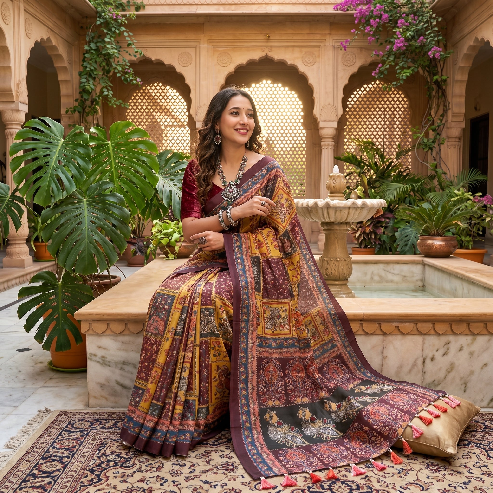 Cotton Kalamkari (E) Ready To Wear Pocket Saree
