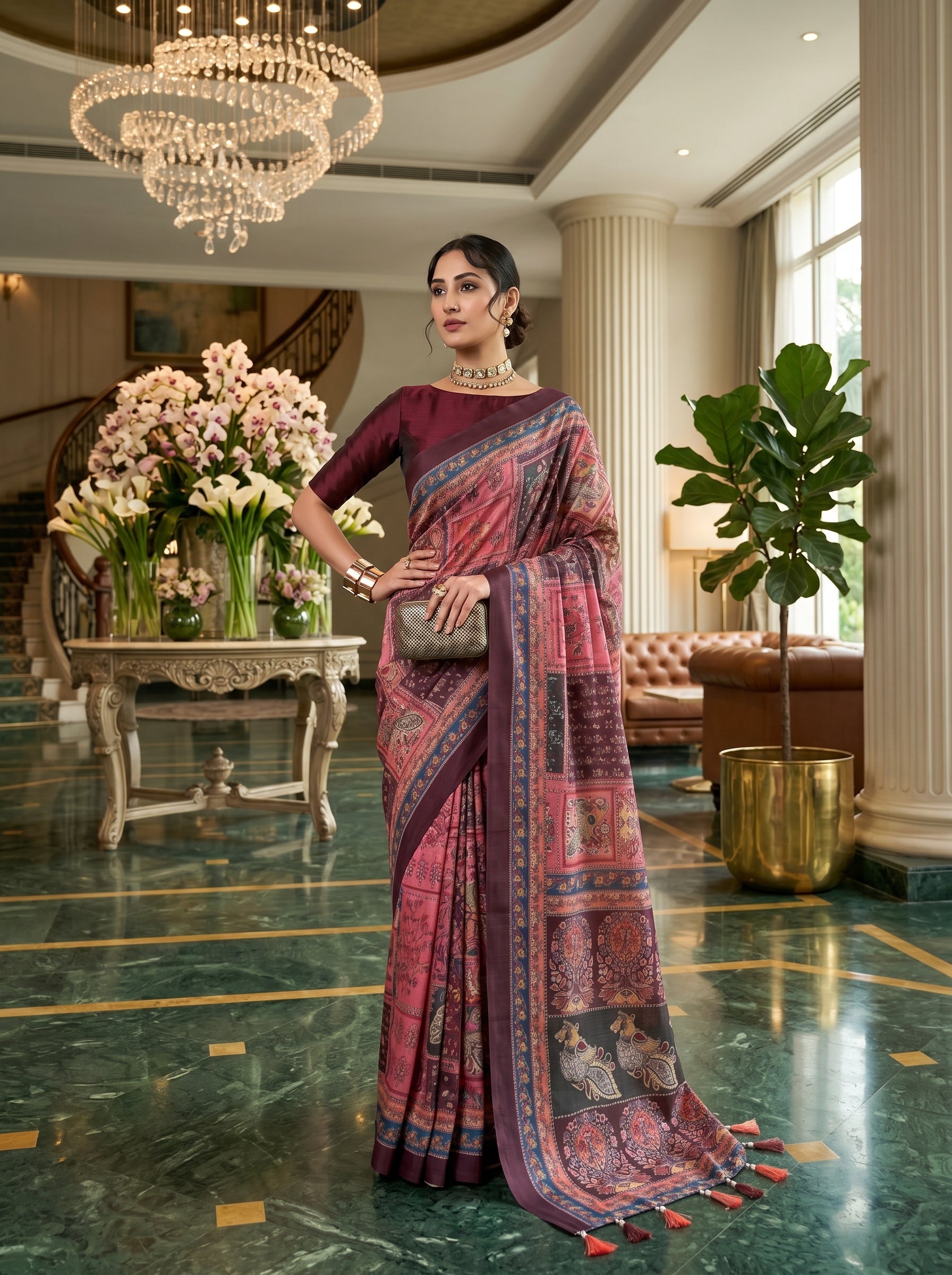 Cotton Kalamkari (F) Ready To Wear Pocket Saree