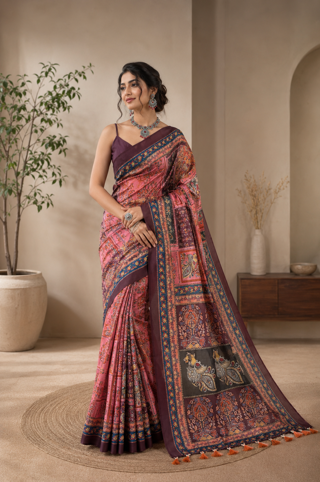 Cotton Kalamkari (F) Ready To Wear Pocket Saree