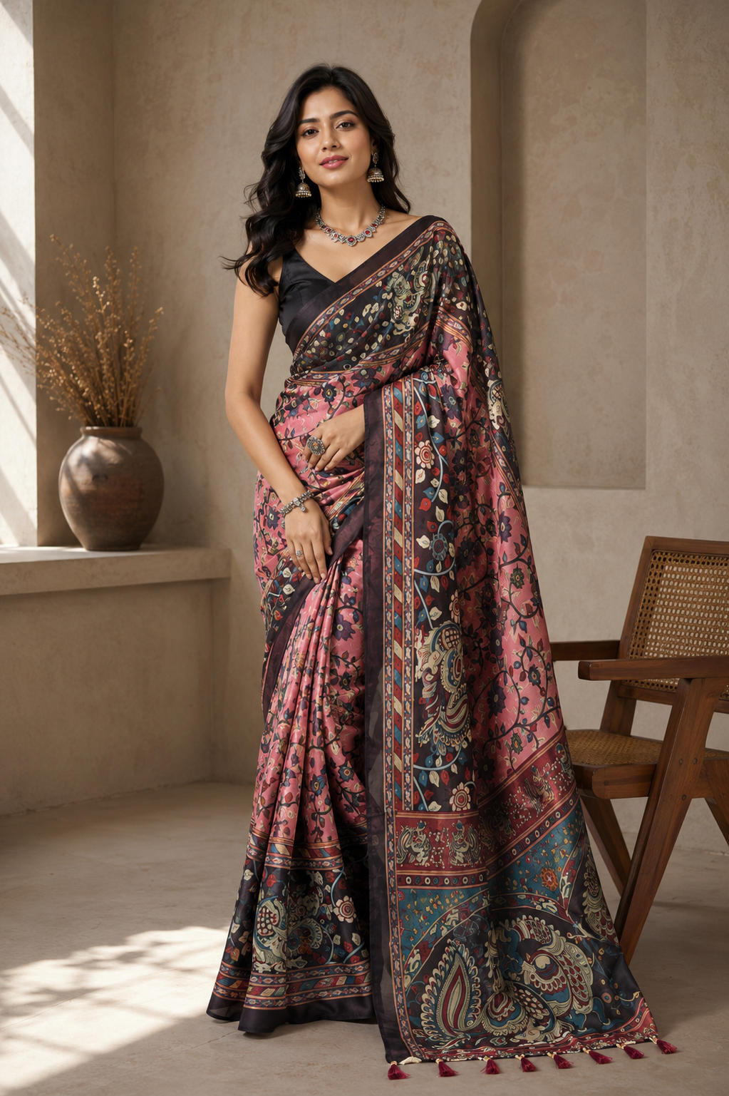Cotton Kalamkari (M) Ready To Wear Pocket Saree