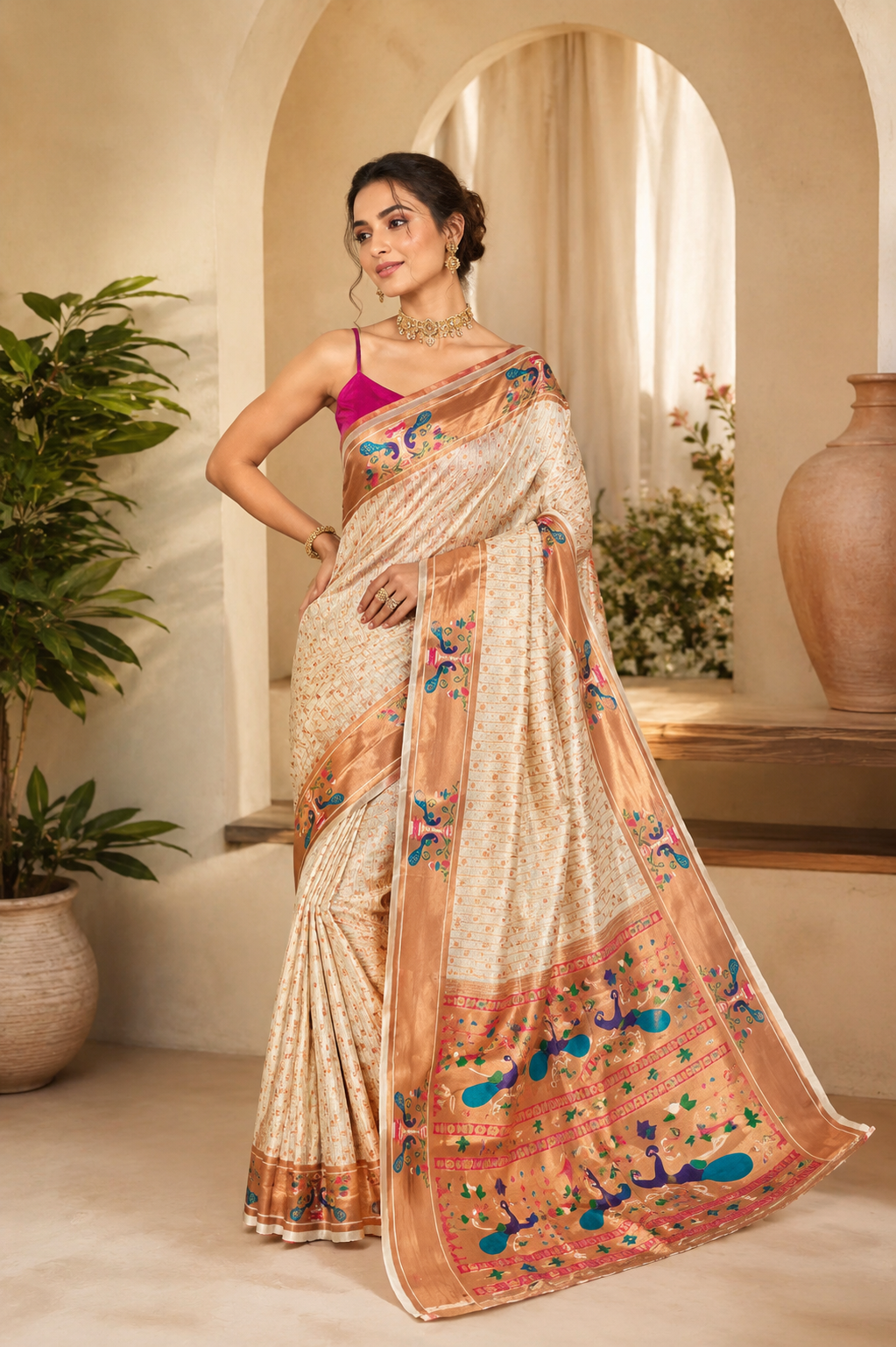 Anand Arpan Powerloom Paithani Silk (A) Ready To Wear Pocket Saree