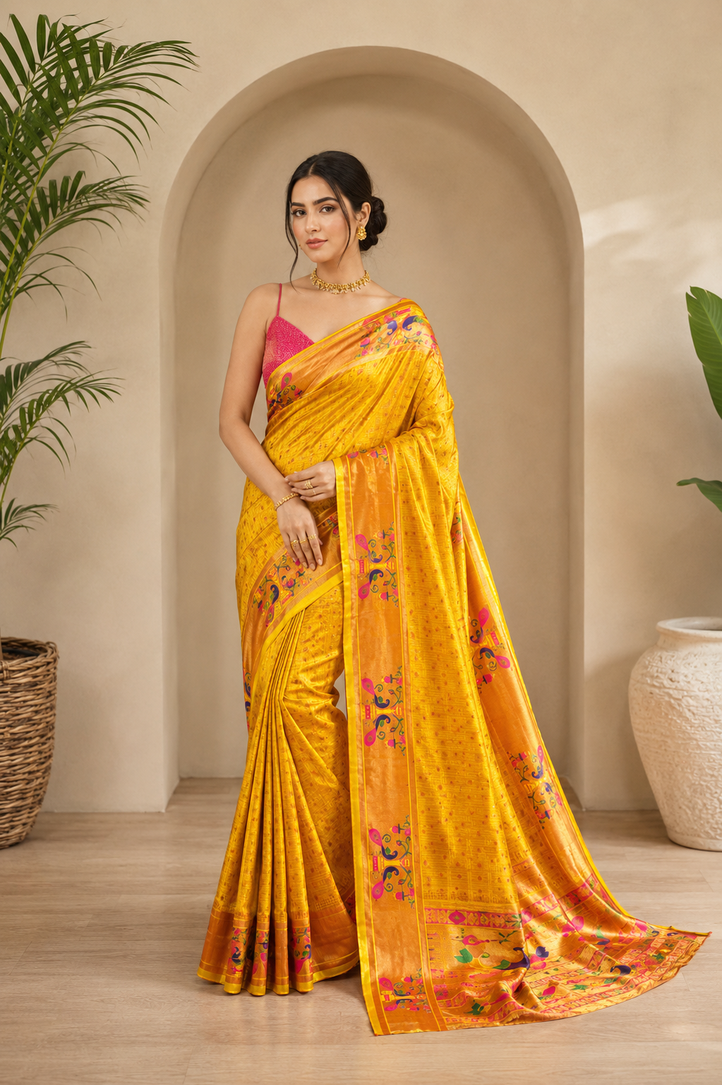 Anand Arpan Powerloom Paithani Silk (B) Ready To Wear Pocket Saree