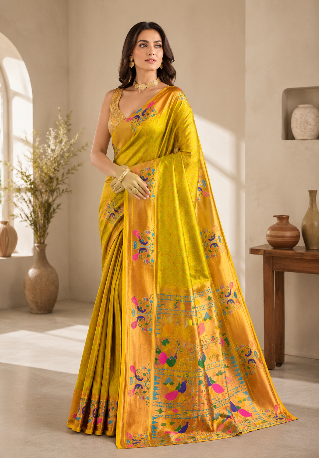 Anand Arpan Powerloom Paithani Silk (G) Ready To Wear Pocket Saree