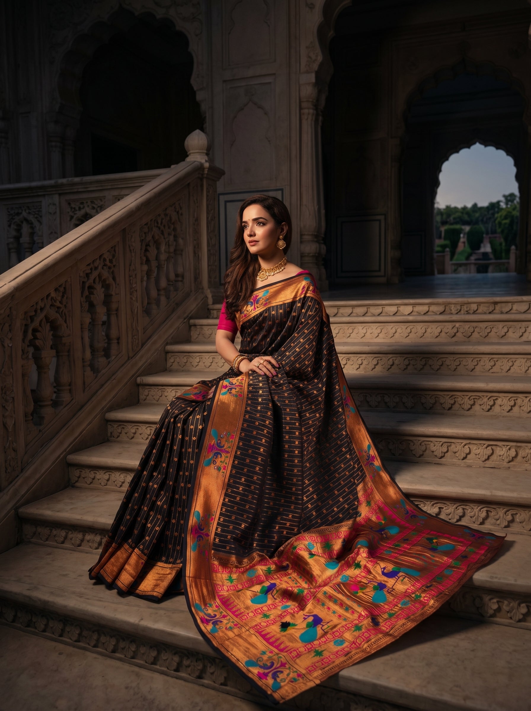 Anand Arpan Powerloom Paithani Silk (C) Ready To Wear Pocket Saree