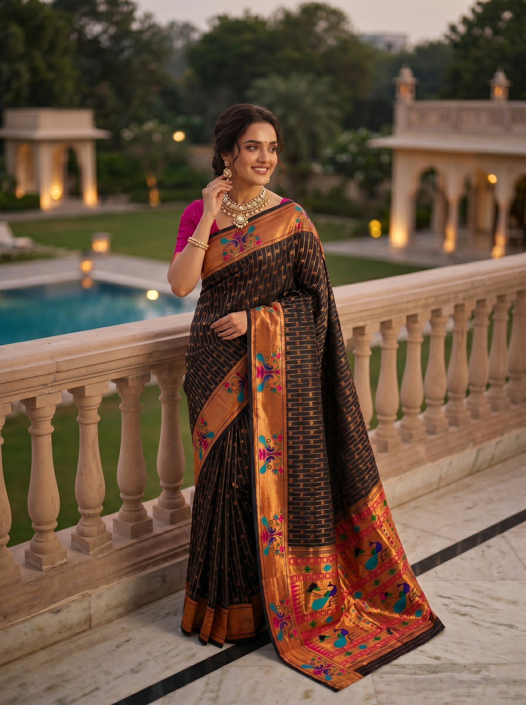 Anand Arpan Powerloom Paithani Silk (C) Ready To Wear Pocket Saree