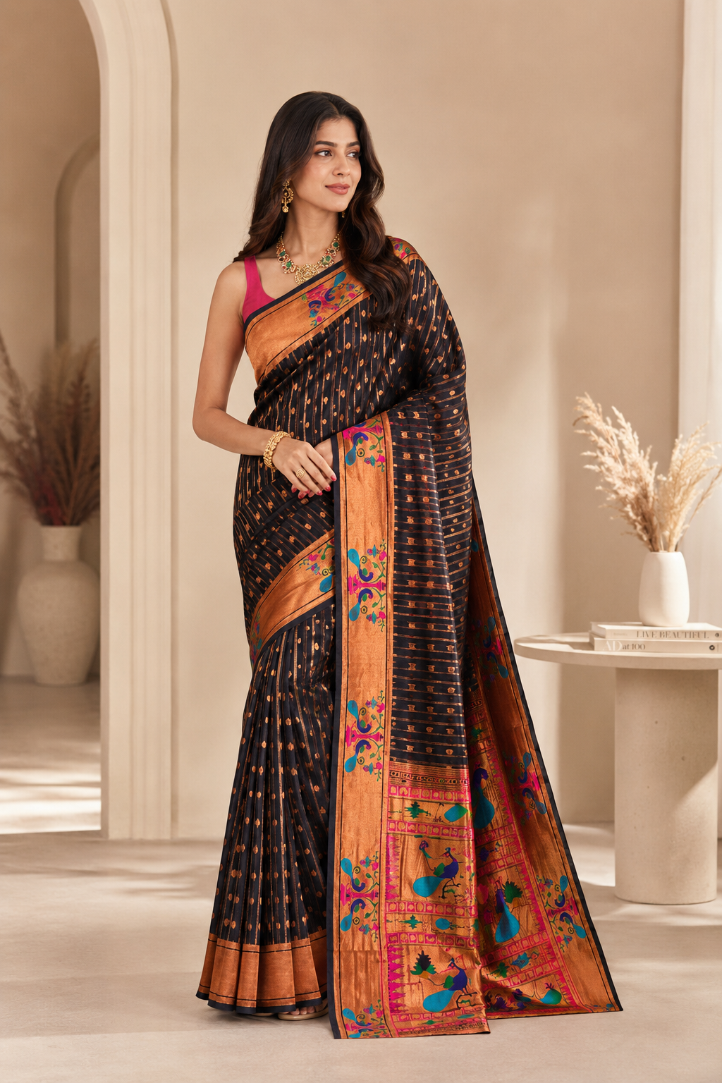 Anand Arpan Powerloom Paithani Silk (C) Ready To Wear Pocket Saree