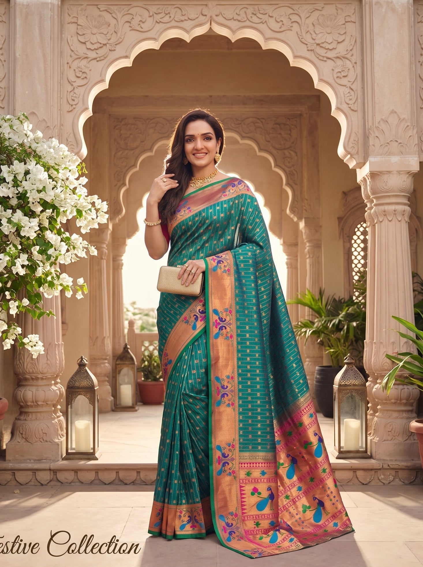 Anand Arpan Powerloom Paithani Silk (F) Ready To Wear Pocket Saree
