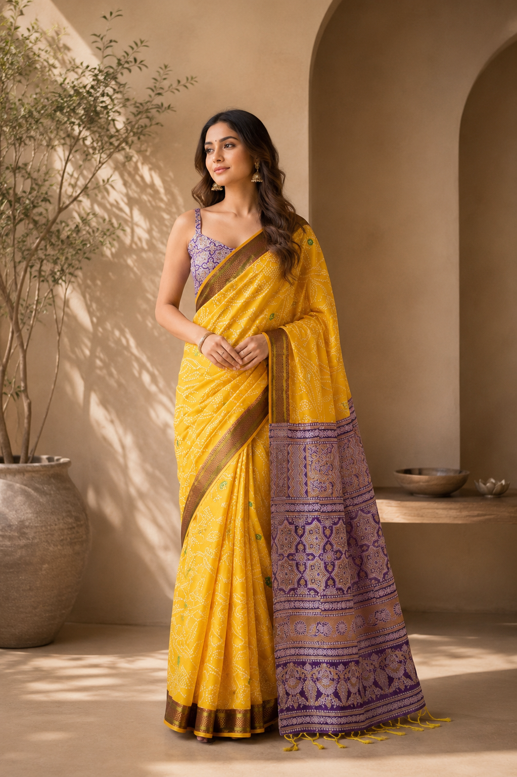 Rangrez Bandhej Cotton (A) Ready To Wear Pocket Saree