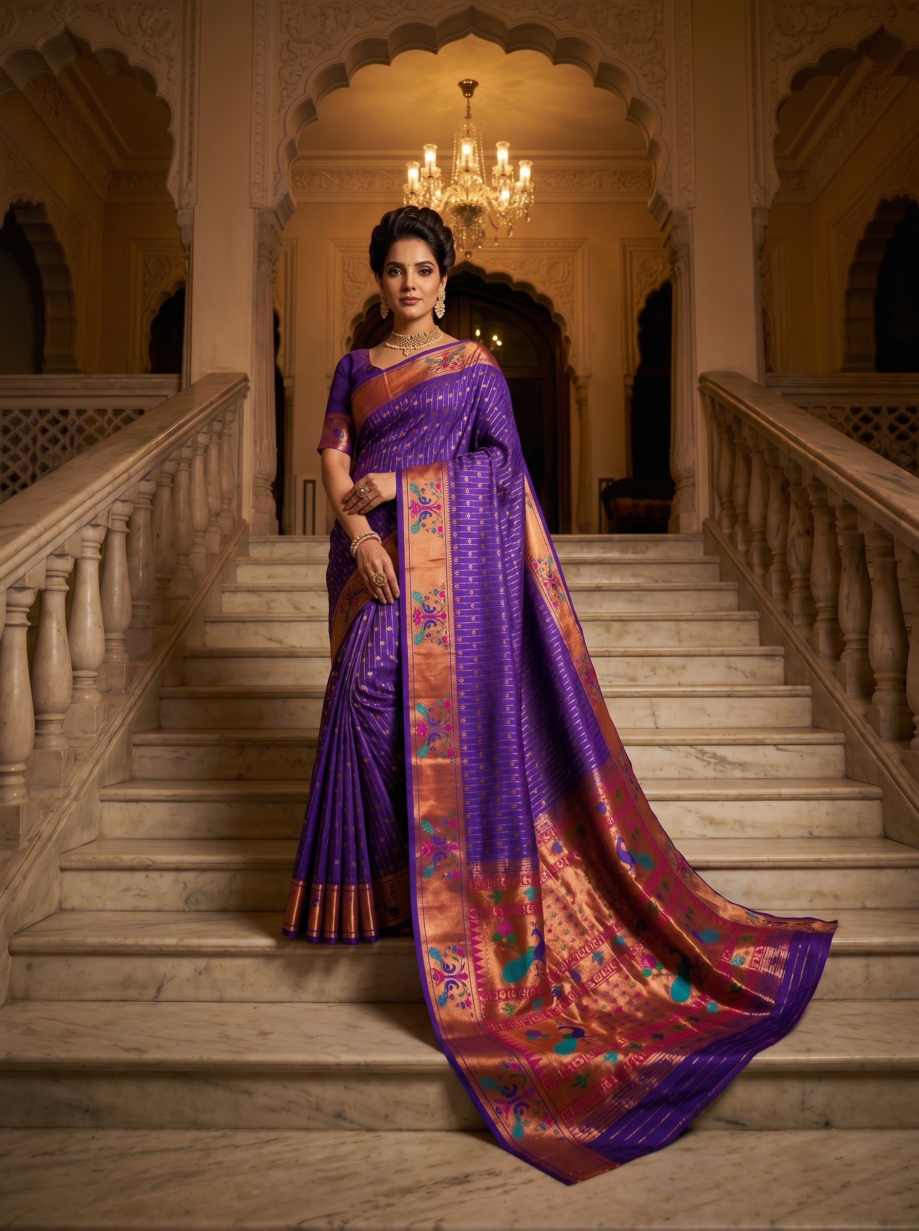 Anand Arpan Powerloom Paithani Silk (I) Ready To Wear Pocket Saree