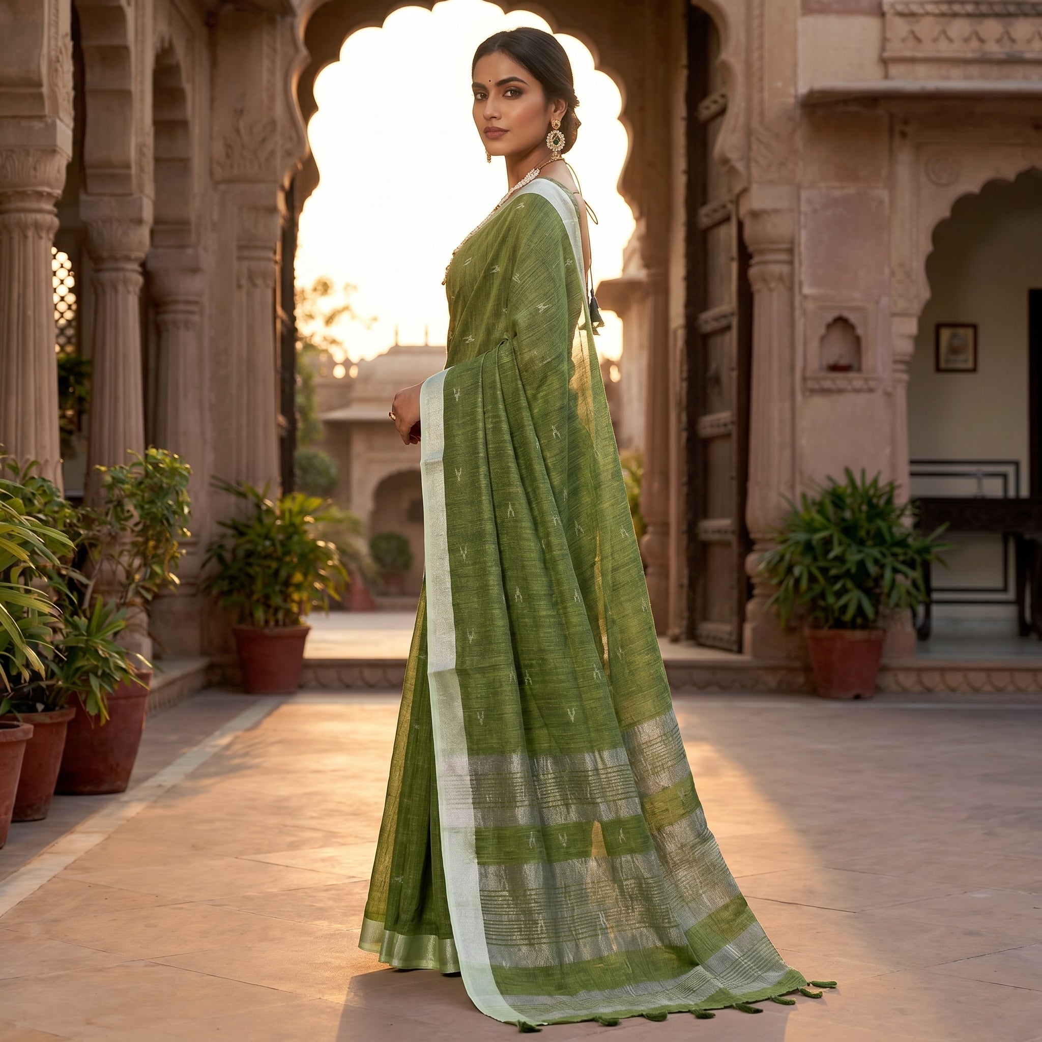 Drapedew Linen Cotton (E) Ready To Wear Pocket Saree