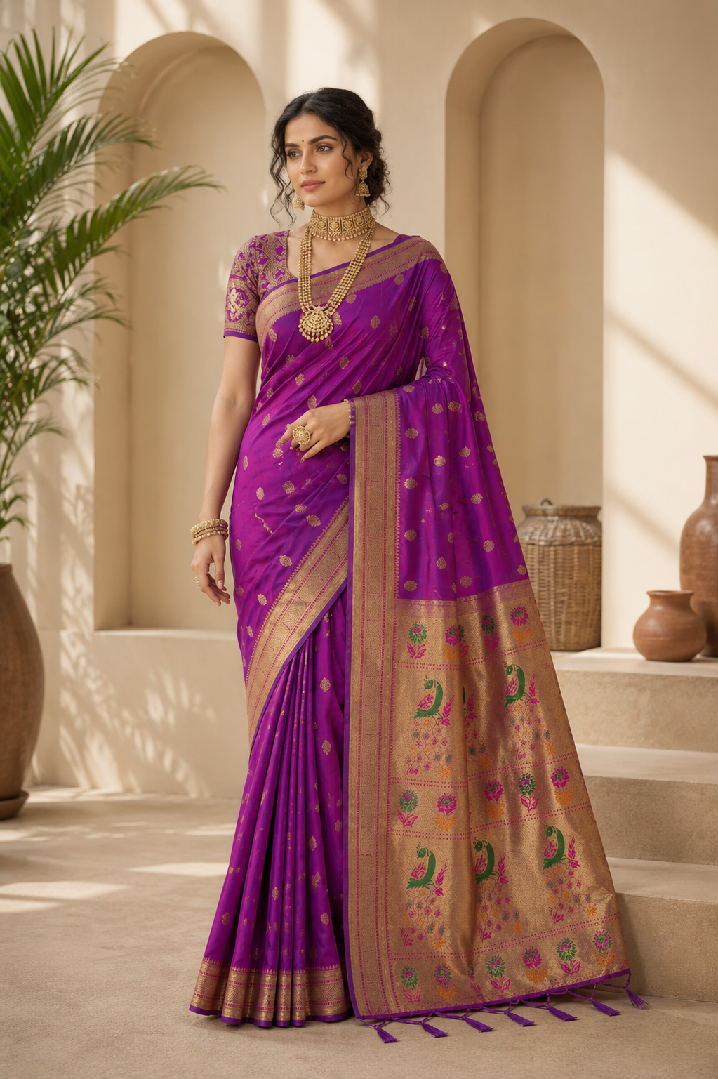 Alankrita Powerloom Paithani Silk (C) Ready To Wear Pocket Saree