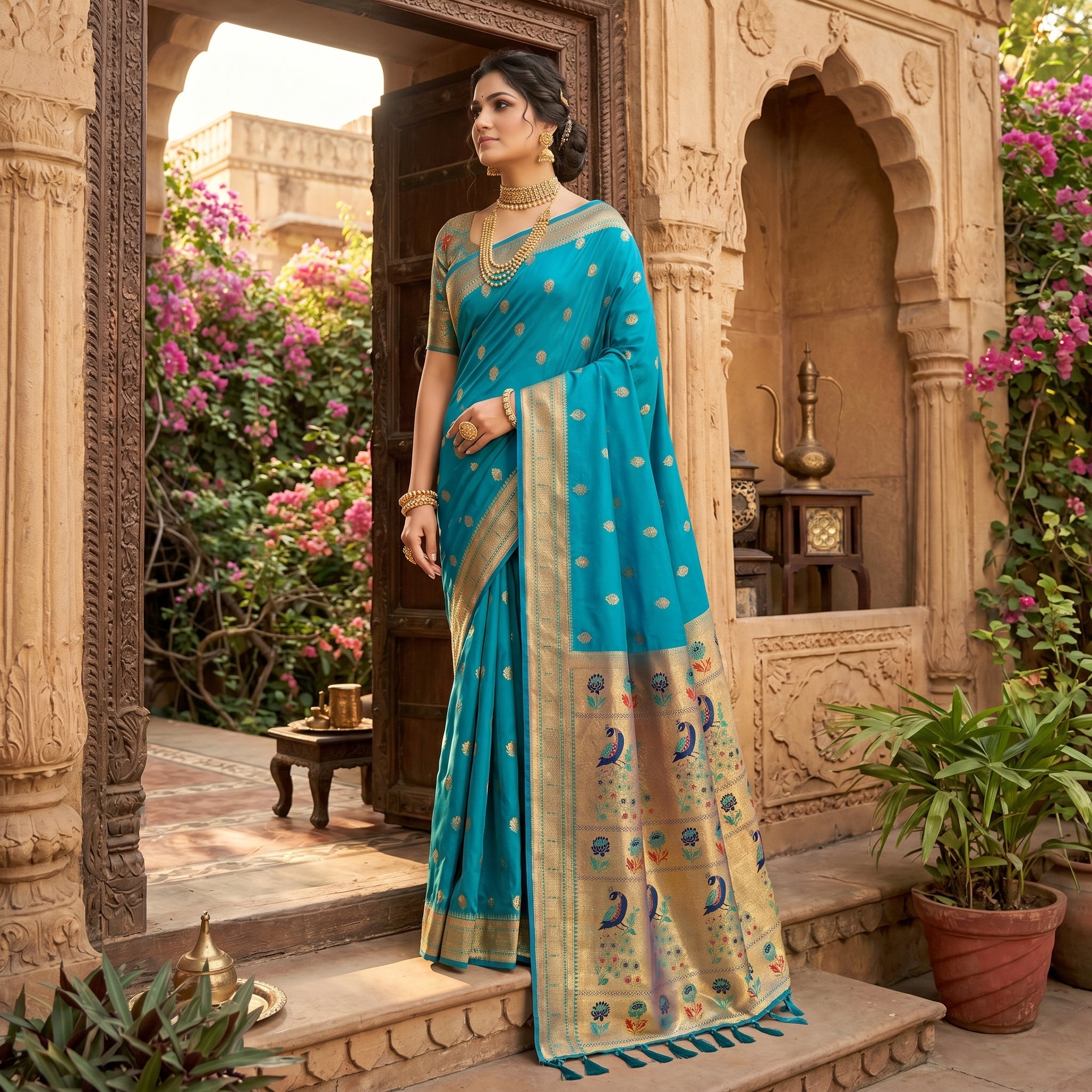 Alankrita Powerloom Paithani Silk (E) Ready To Wear Pocket Saree