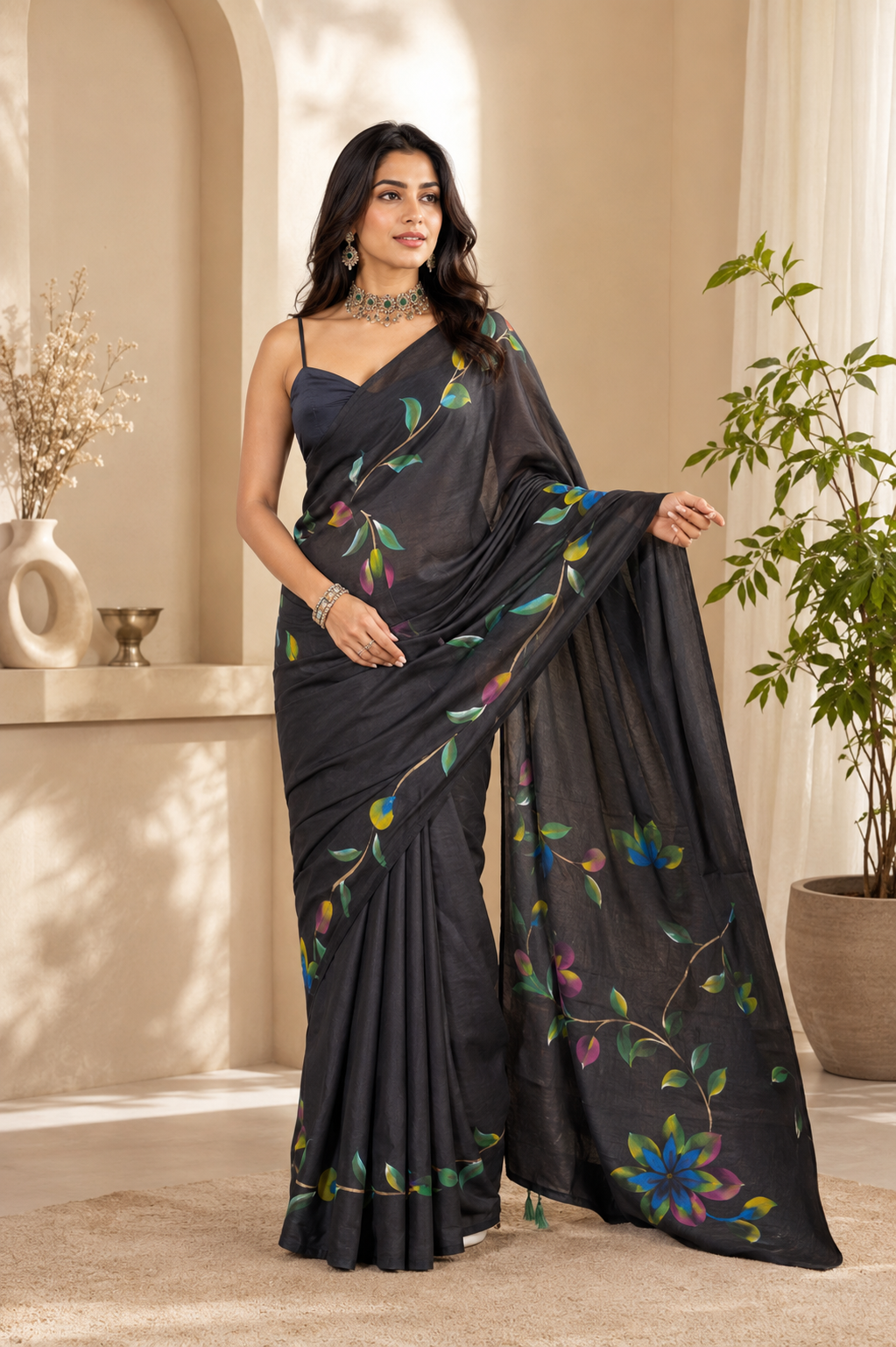 Floral Drift Mul Cotton (H) Ready To Wear Pocket Saree