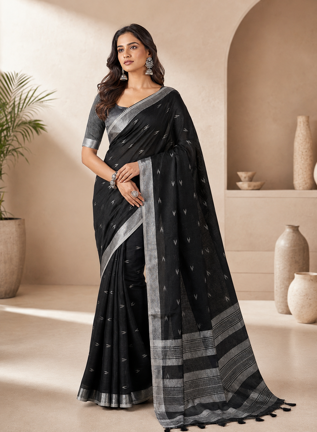 Drapedew Linen Cotton (B) Ready To Wear Pocket Saree
