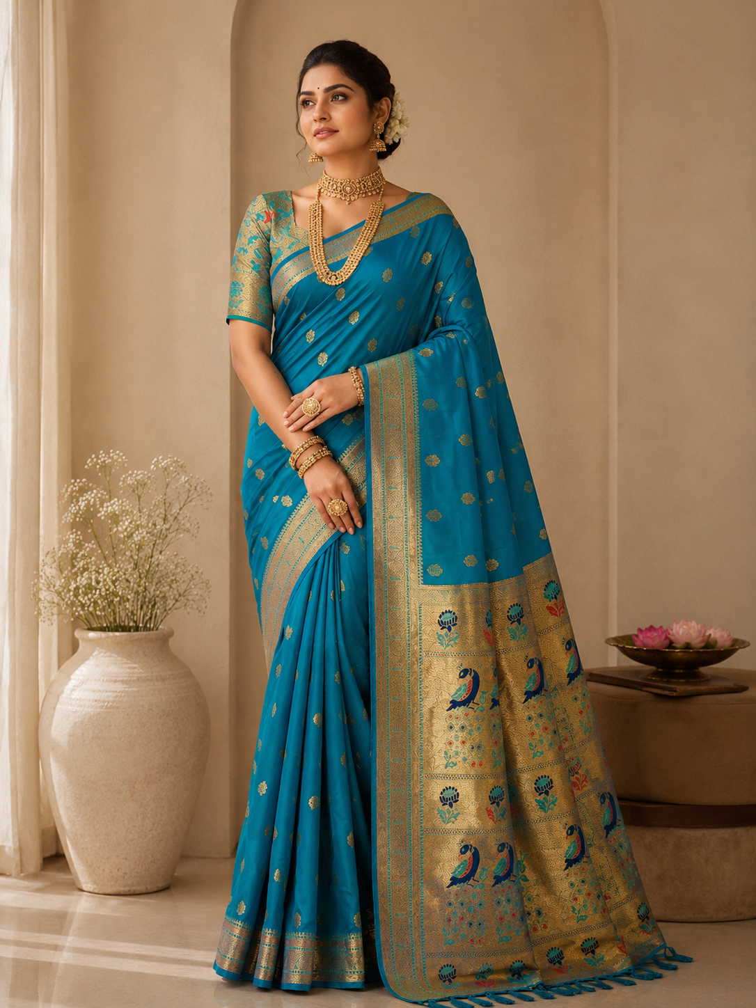 Alankrita Powerloom Paithani Silk (E) Ready To Wear Pocket Saree
