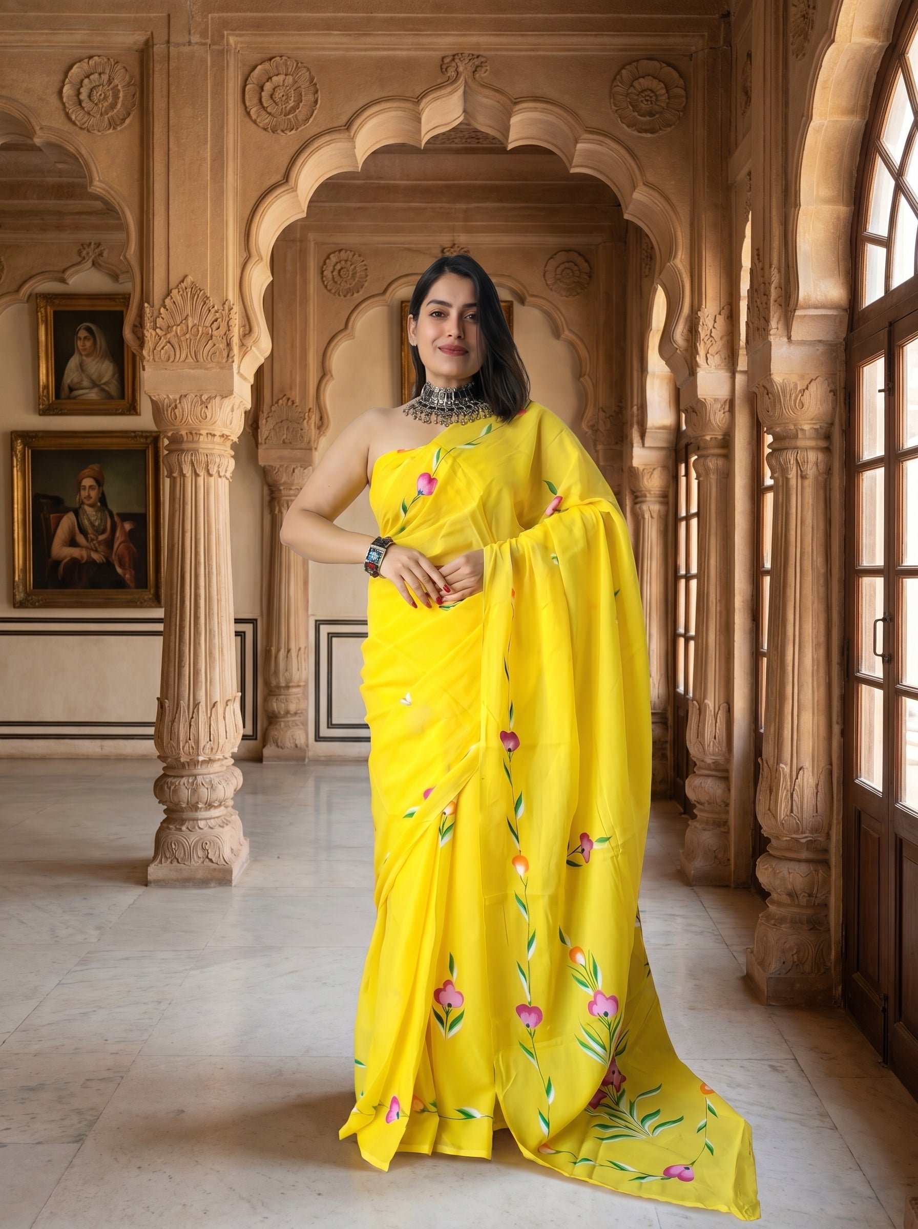 Floral drift Mul Cotton (F) Ready To Wear Pocket Saree