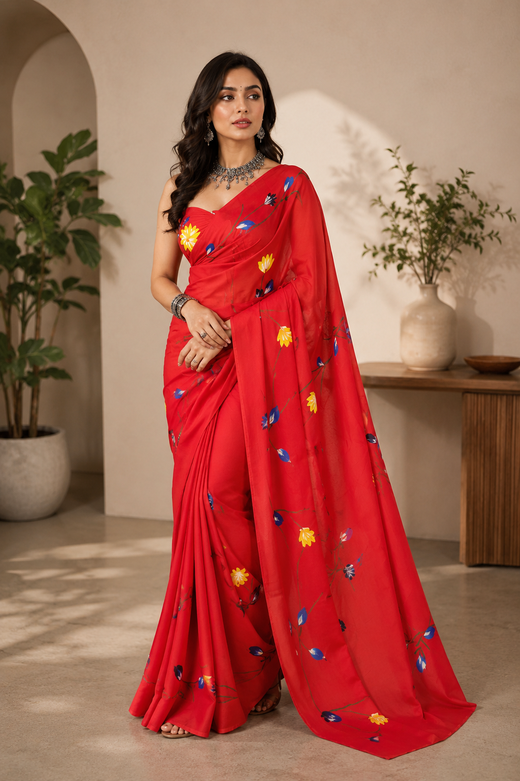 Floral Drift Mul Cotton (G) Ready To Wear Pocket Saree