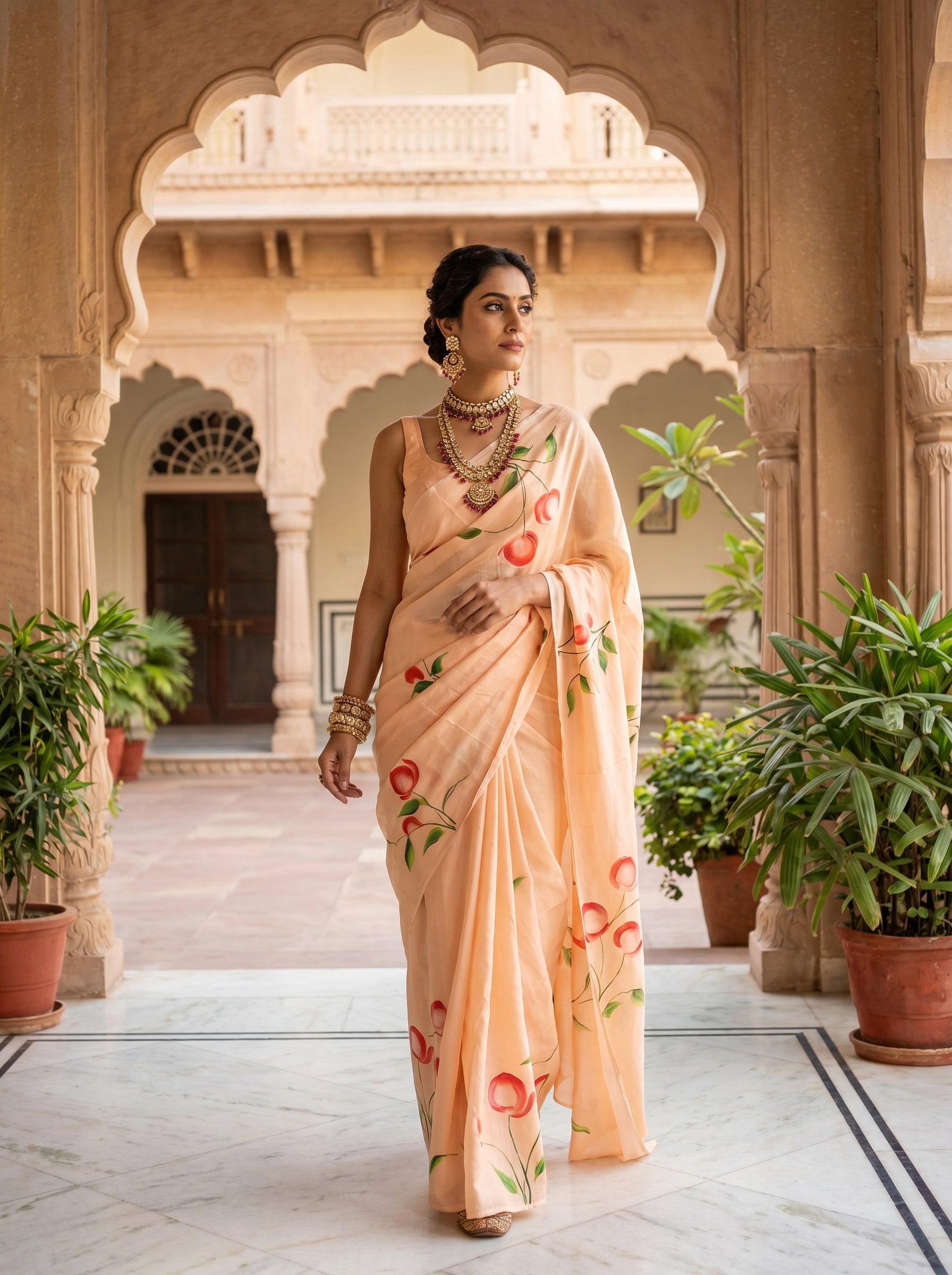 Floral Drift Mul Cotton (B) Ready To Wear Pocket Saree