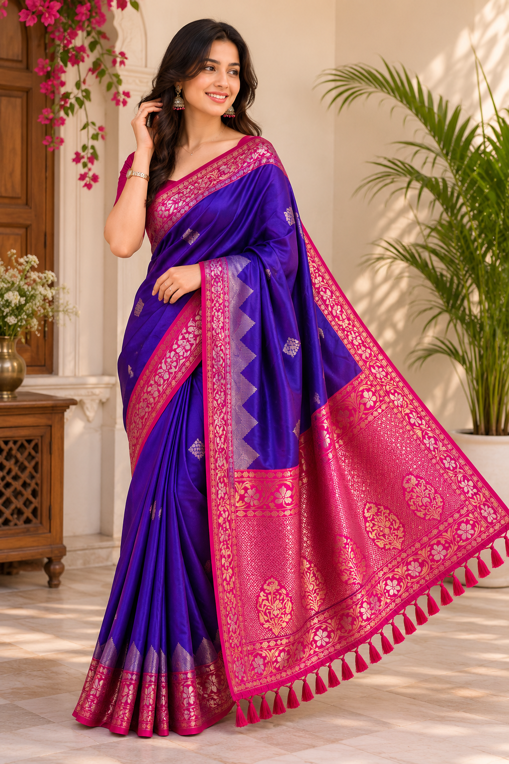 Duvarna – Dual Tone Silk Ready-to-Wear Pocket Saree