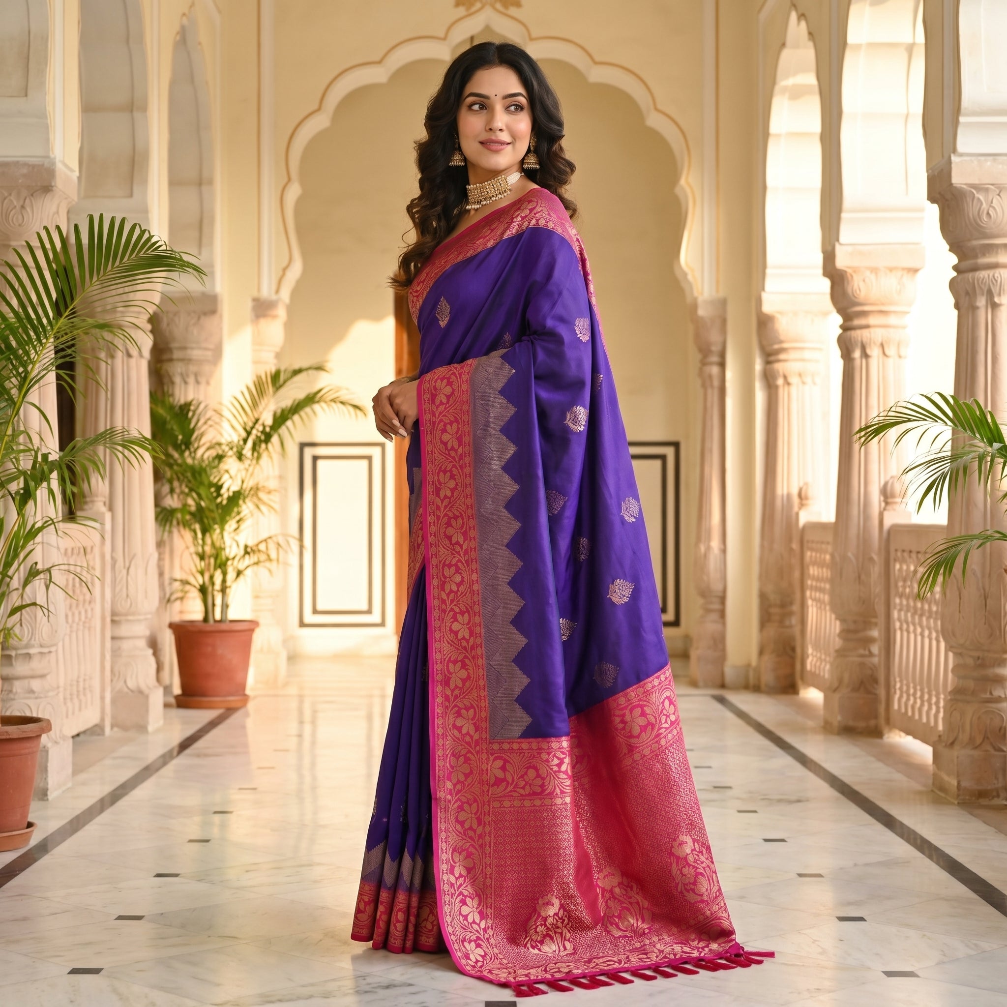 Duvarna – Dual Tone Silk Ready-to-Wear Pocket Saree
