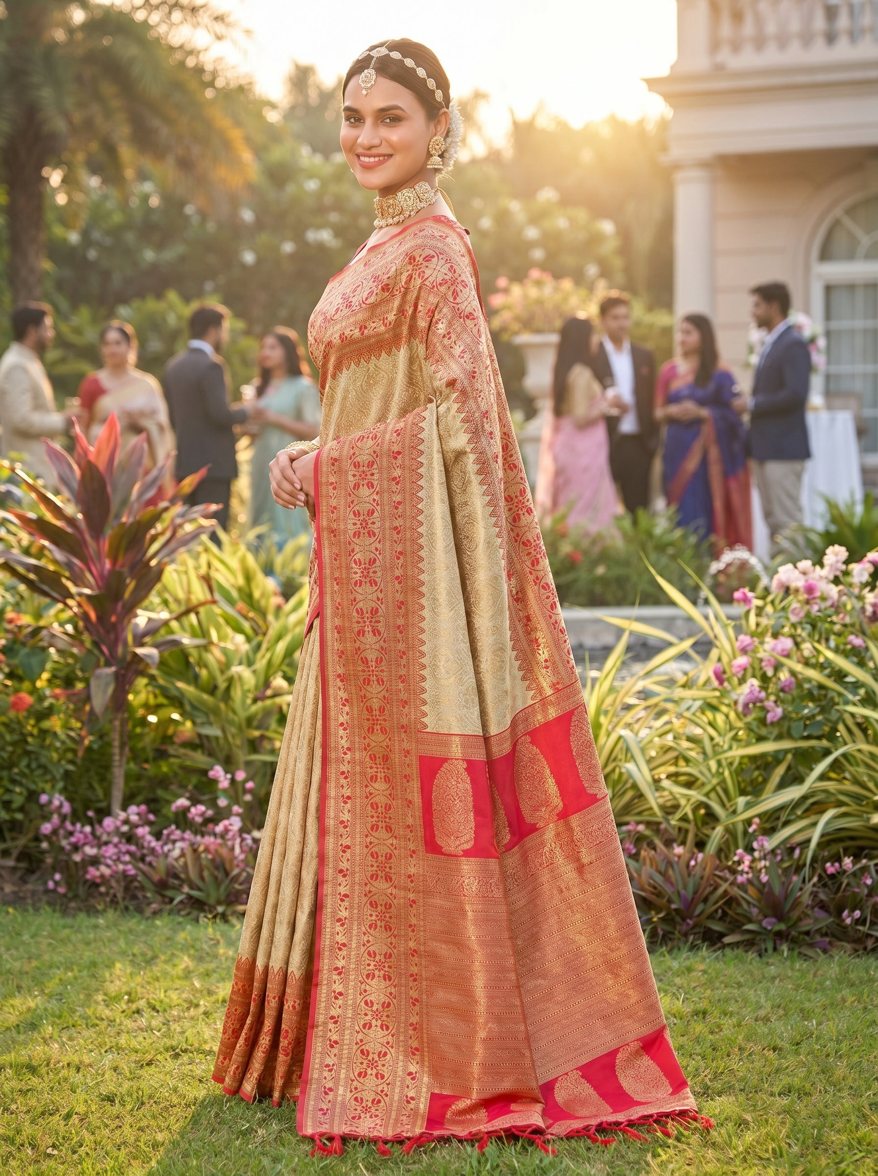 Subtle Splendor Banarasi Silk Ready To Wear Pocket Saree
