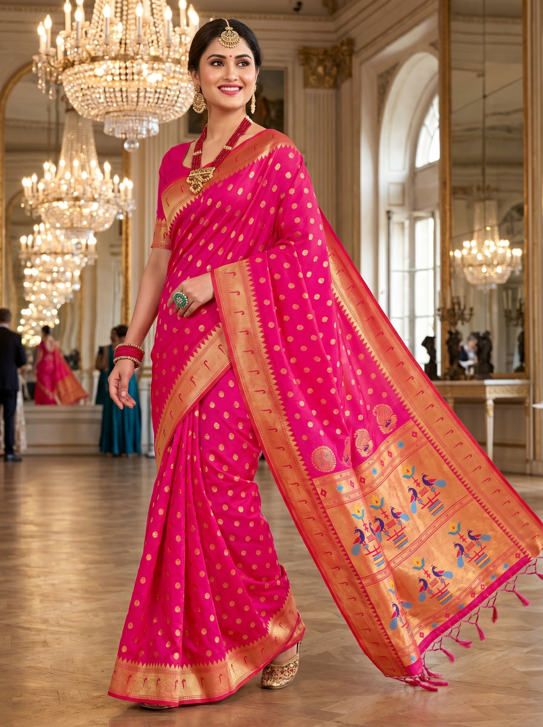 Regal Radiance (B) Powerloom Paithani Silk Ready To Wear Pocket Saree