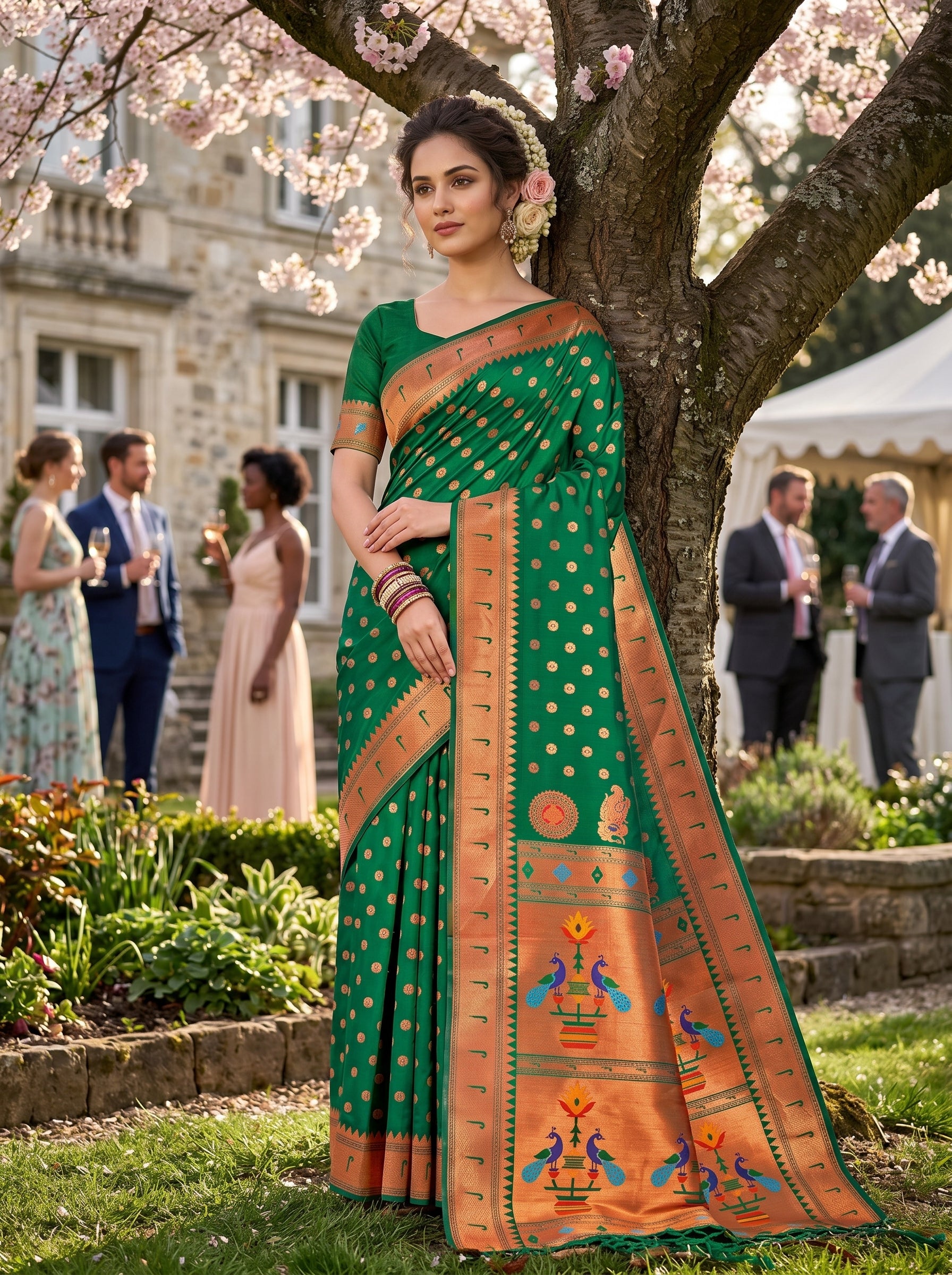 Regal Radiance (C) Powerloom Paithani Silk Ready To Wear Pocket Saree