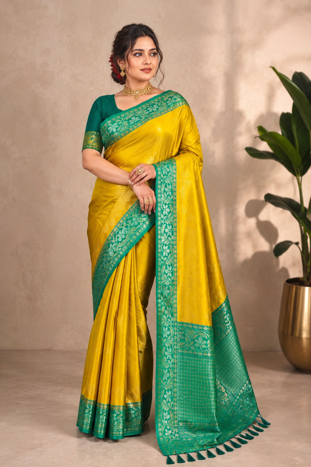 Shade & Shine Dual Tone Silk Ready To Wear Pocket Saree