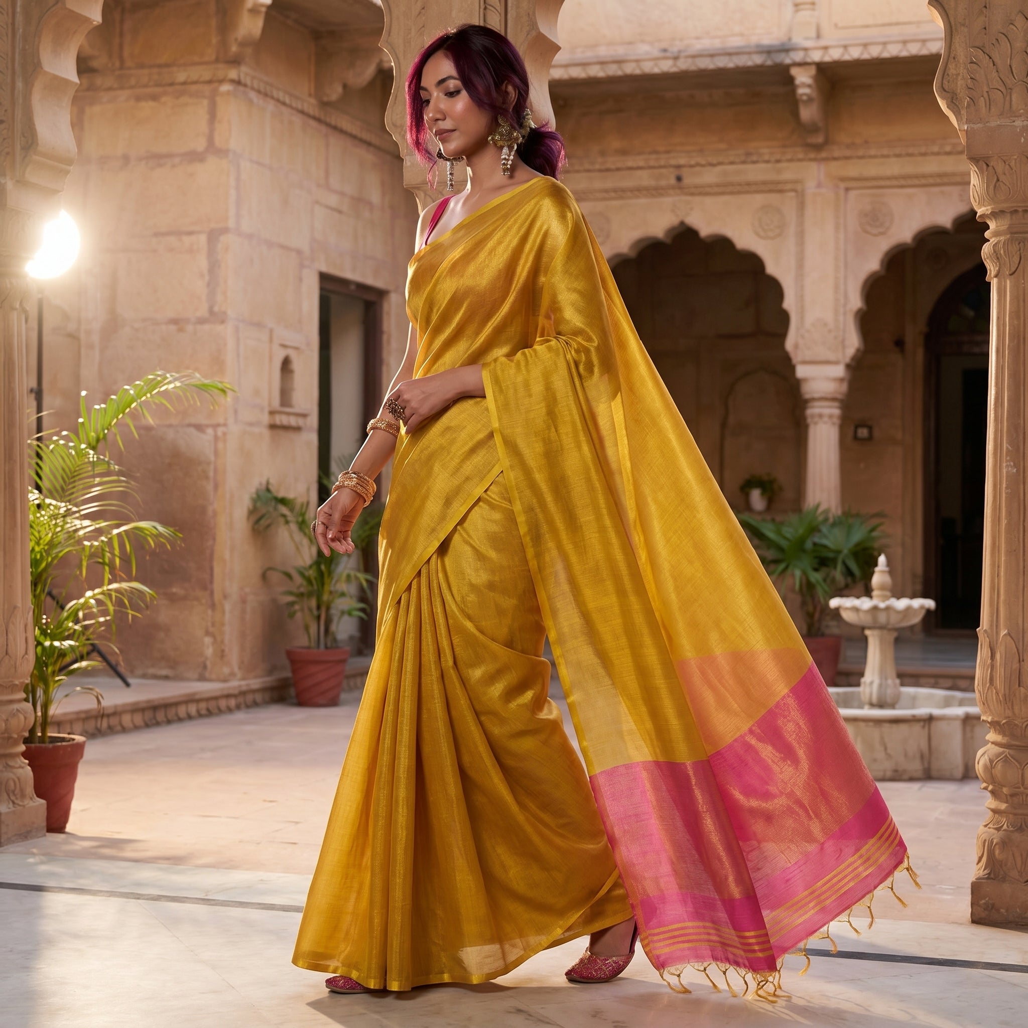 Luminous Glow Tissue Silk (D) Ready To Wear Pocket Saree