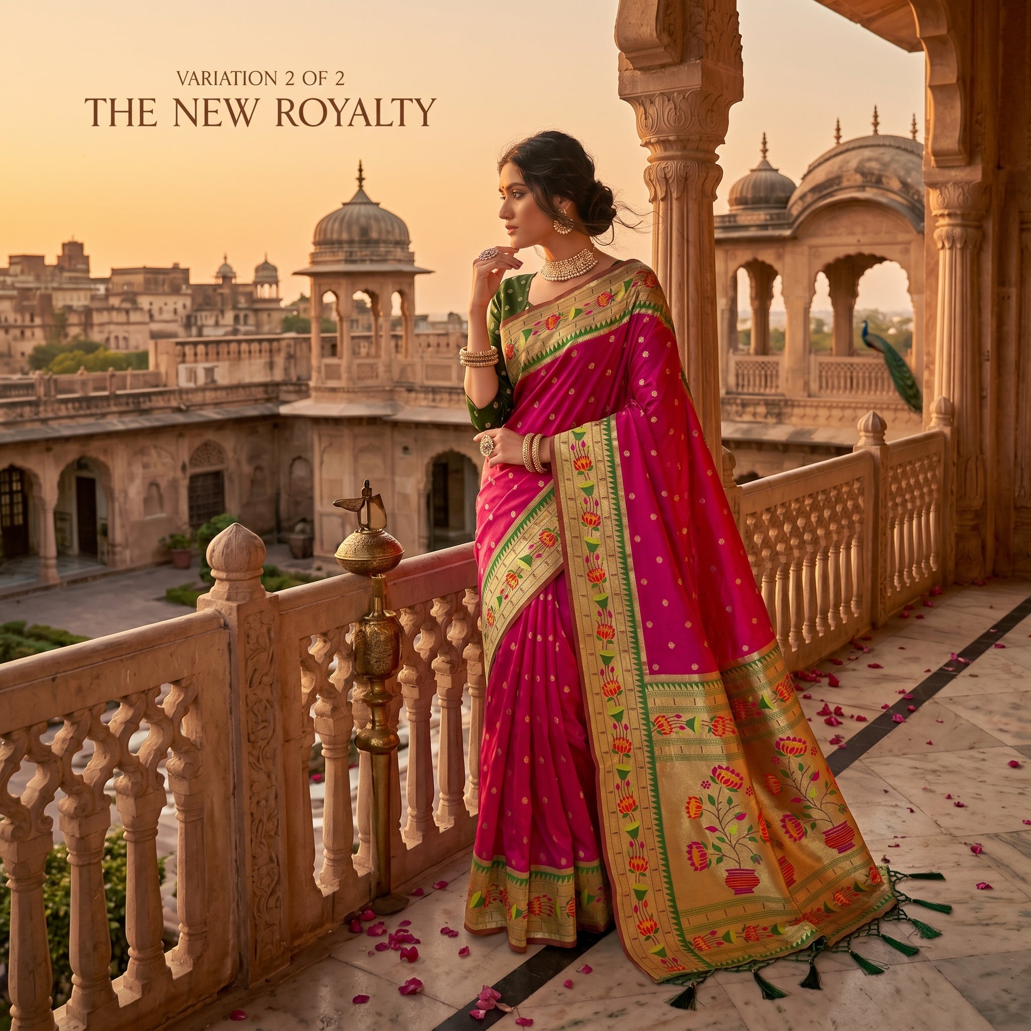 Blooming Aura Banarasi Silk (B) Ready To Wear Pocket saree
