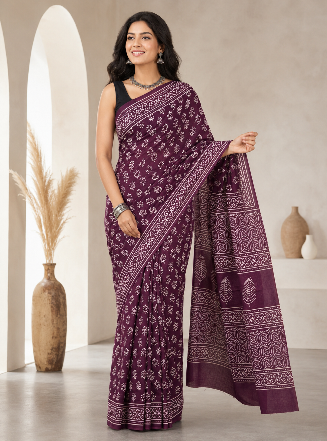 Terrapetals Mul Cotton Ready To Wear Pocket Saree