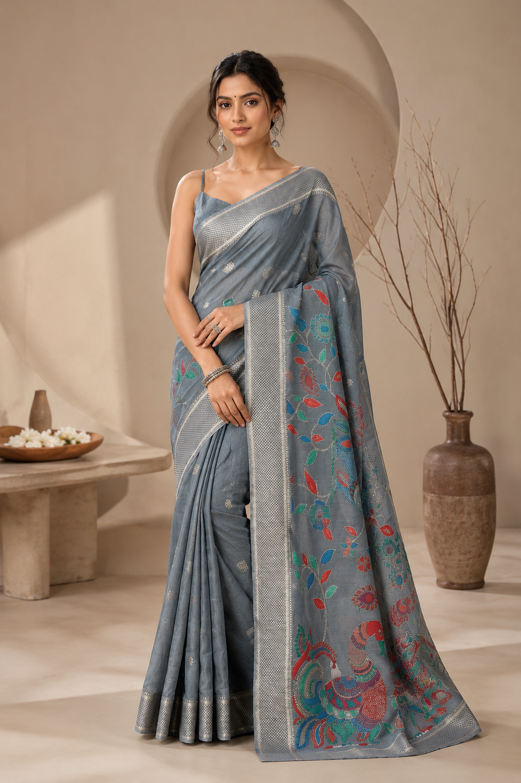 Mayurika Linen Cotton (B) Ready To Wear Pocket Saree