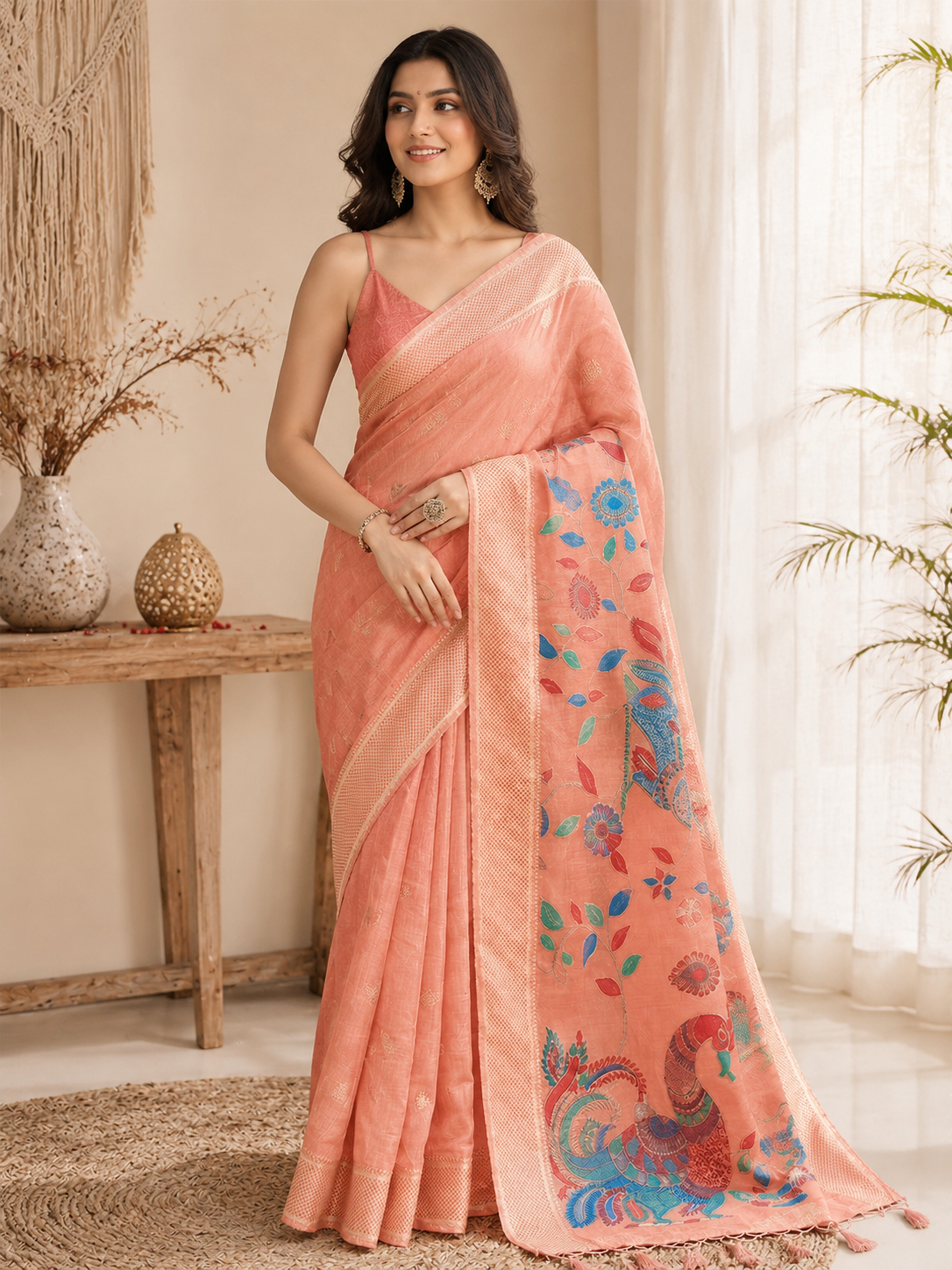 Mayurika Linen Cotton (E) Ready To Wear Pocket Saree
