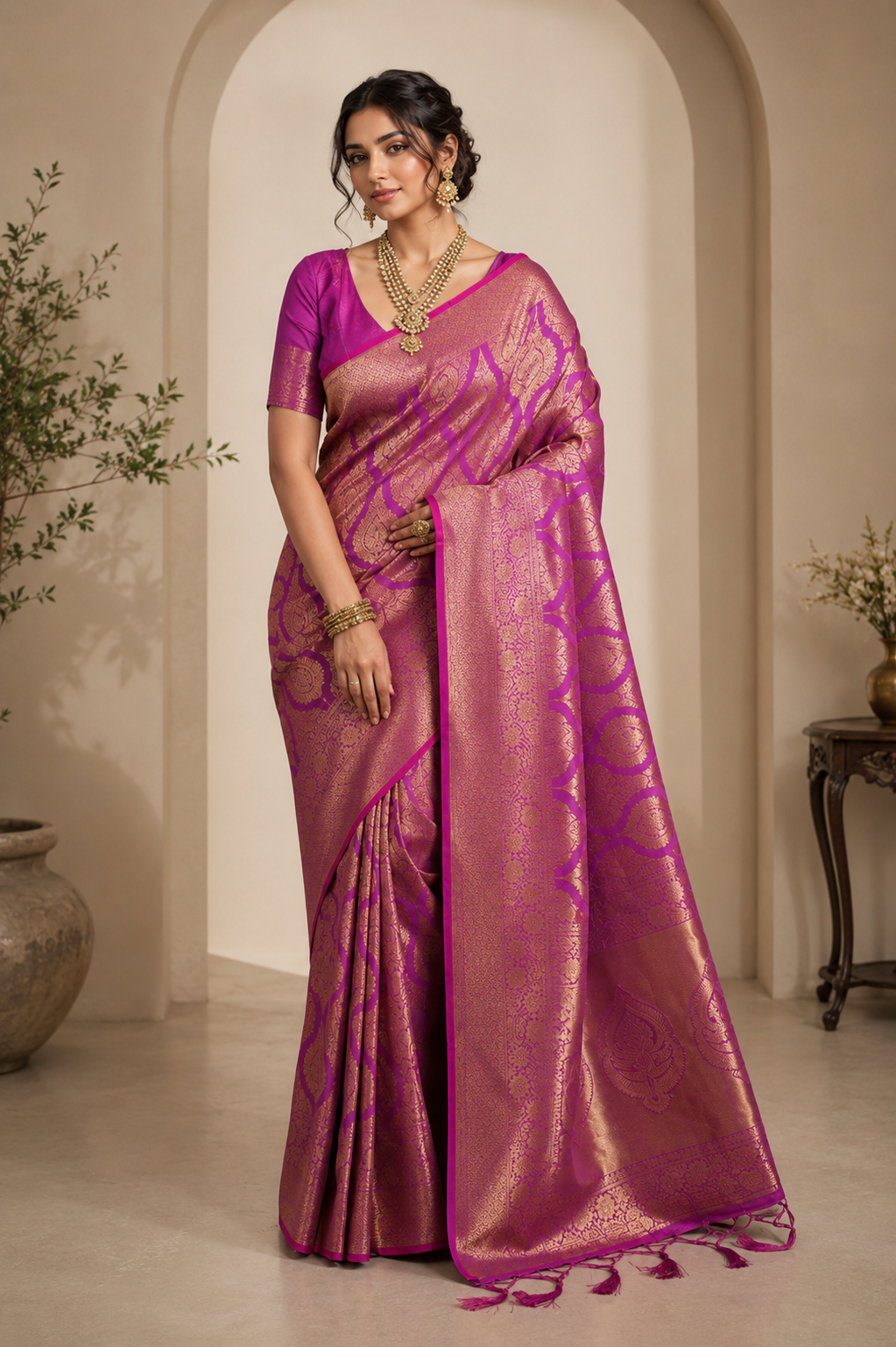 Kumbhi Powerloom Silk (A) Ready To Wear Pocket Saree