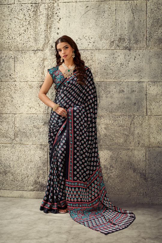 Iris Satin Crepe (C) Ready To Wear Pocket Saree