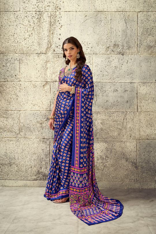 Iris Satin Crepe (F) Ready To Wear Pocket Saree