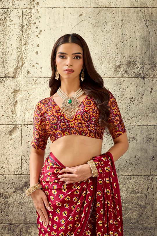 Iris Satin Crepe (A) Ready To Wear Pocket Saree