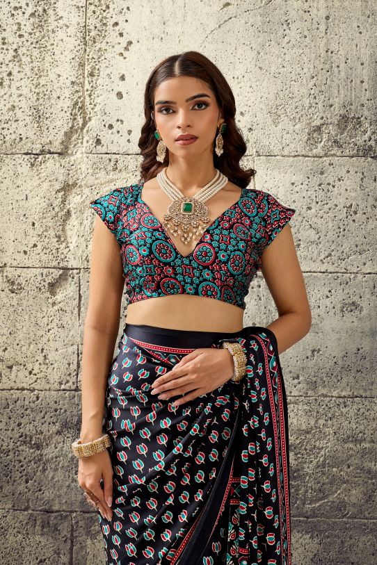 Iris Satin Crepe (C) Ready To Wear Pocket Saree