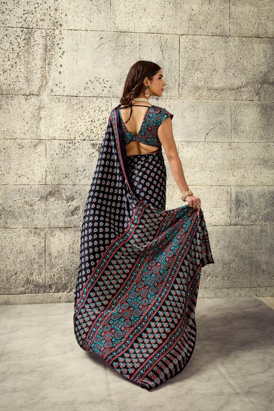Iris Satin Crepe (C) Ready To Wear Pocket Saree