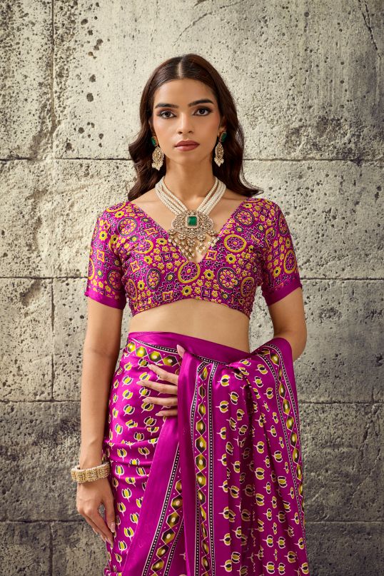 Iris Satin Crepe (D) Ready To Wear Pocket Saree