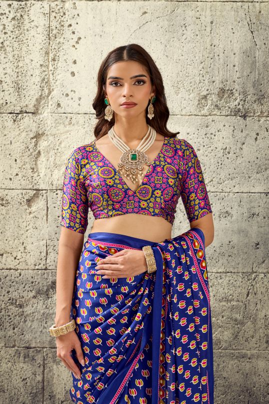Iris Satin Crepe (F) Ready To Wear Pocket Saree