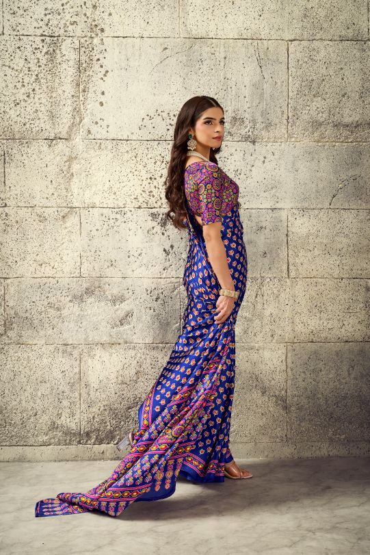 Iris Satin Crepe (F) Ready To Wear Pocket Saree